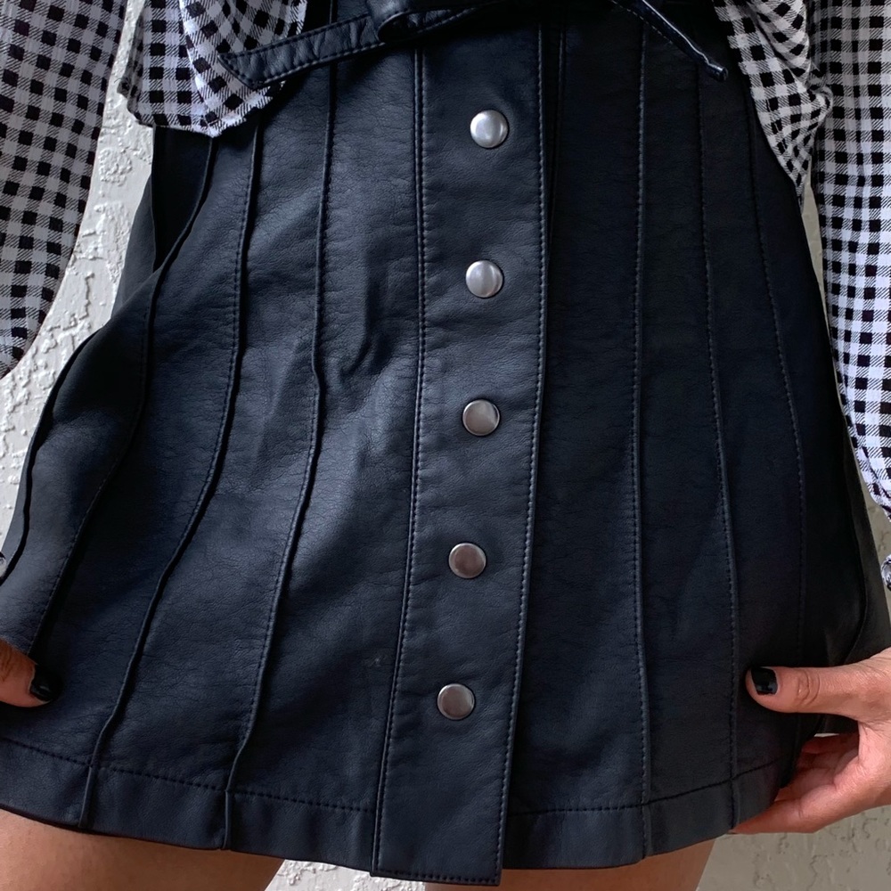 Free People Faux Leather Pleated Skirt